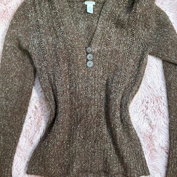 The cutest y2k maurices brown cable knit sweater with hood - Picture 5 of 8